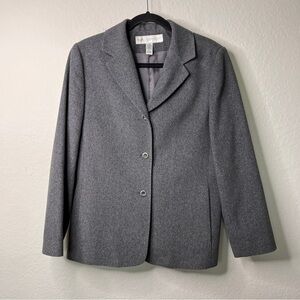 Valerie Stevens Petite Wool Cashmere Blazer 90s Gray Size 14P